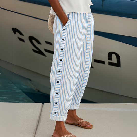 Rebecca |  Striped Button Pants