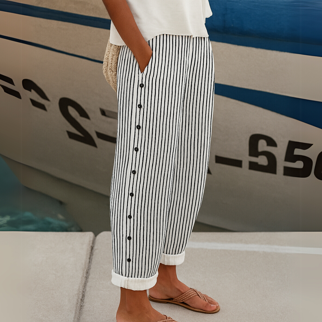 Rebecca |  Striped Button Pants