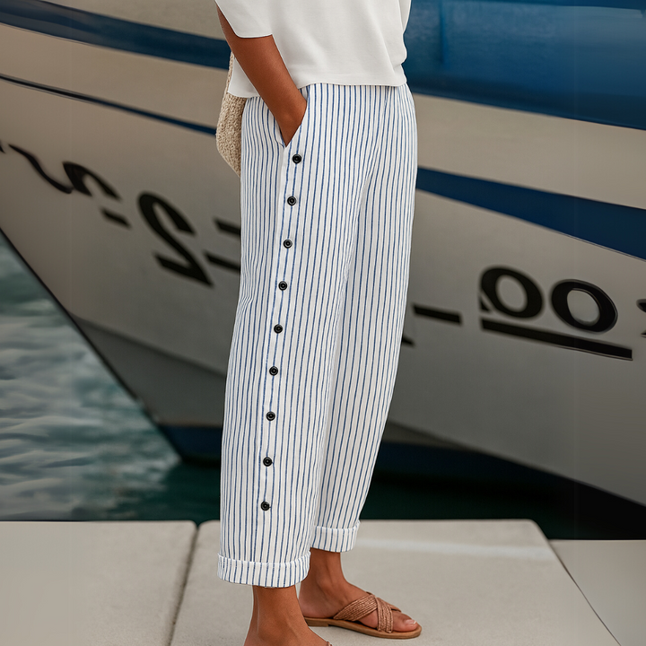 Rebecca |  Striped Button Pants